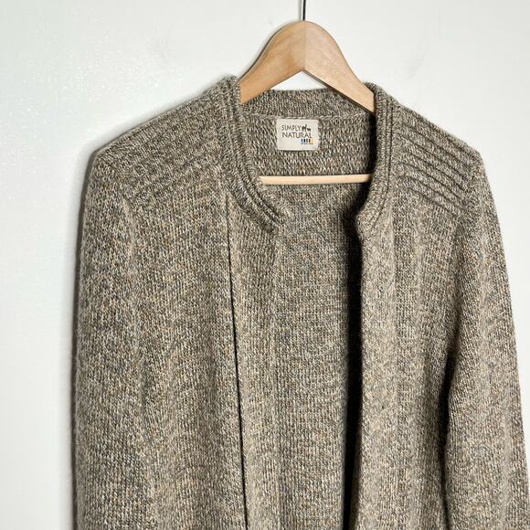 Simply Natural Womens Open Front Alpaca Cardigan Sweater Brown Pockets Neutral - Picture 4 of 11